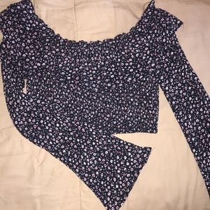 off shoulder flower crop top